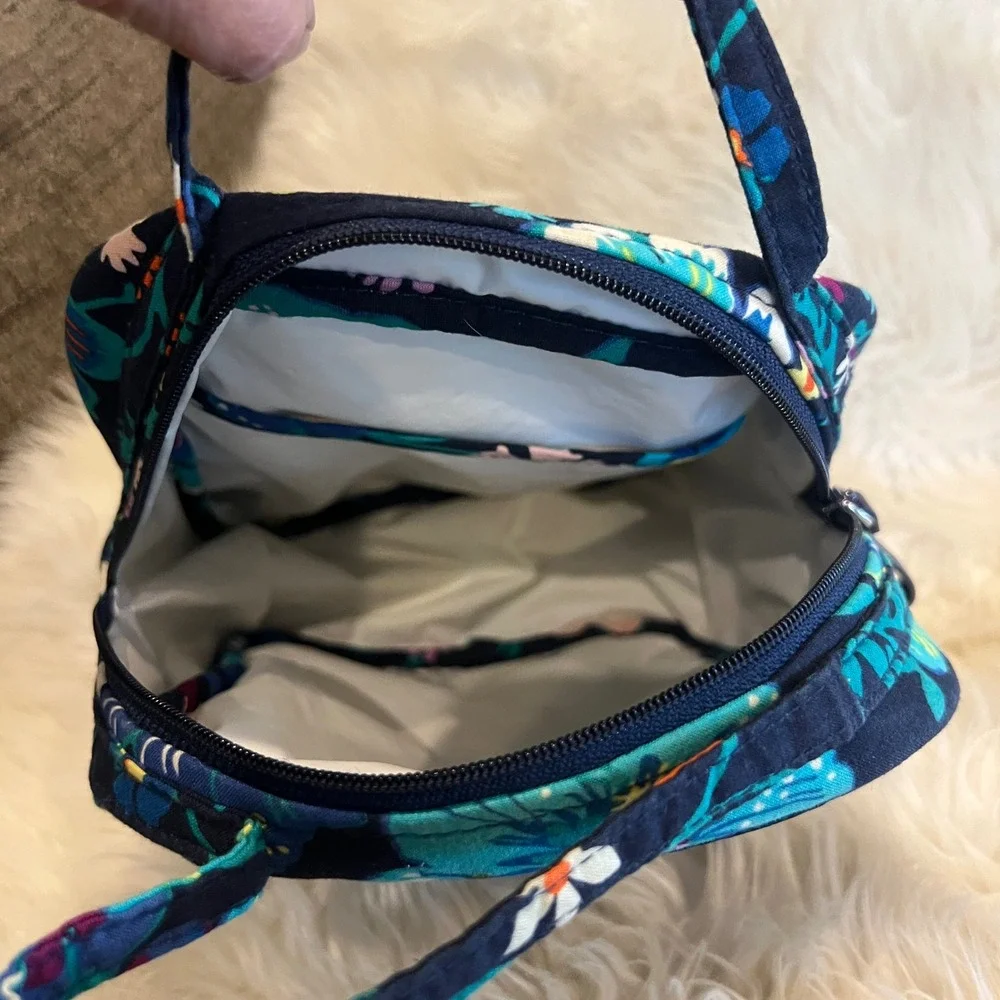 Vera Bradley Moonlight Garden Floral Quilted Insulated Lunch Bag Navy Blue